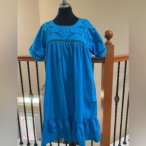 SIMPLY BASIC SLEEPWEAR Vibrant Blue PATIO LOUNGE Dress with Embroidery SIZE L